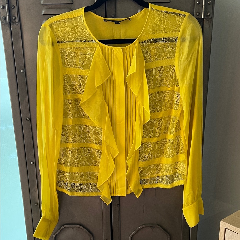 BCBG Max Azria Vibrant Yellow Lace Top